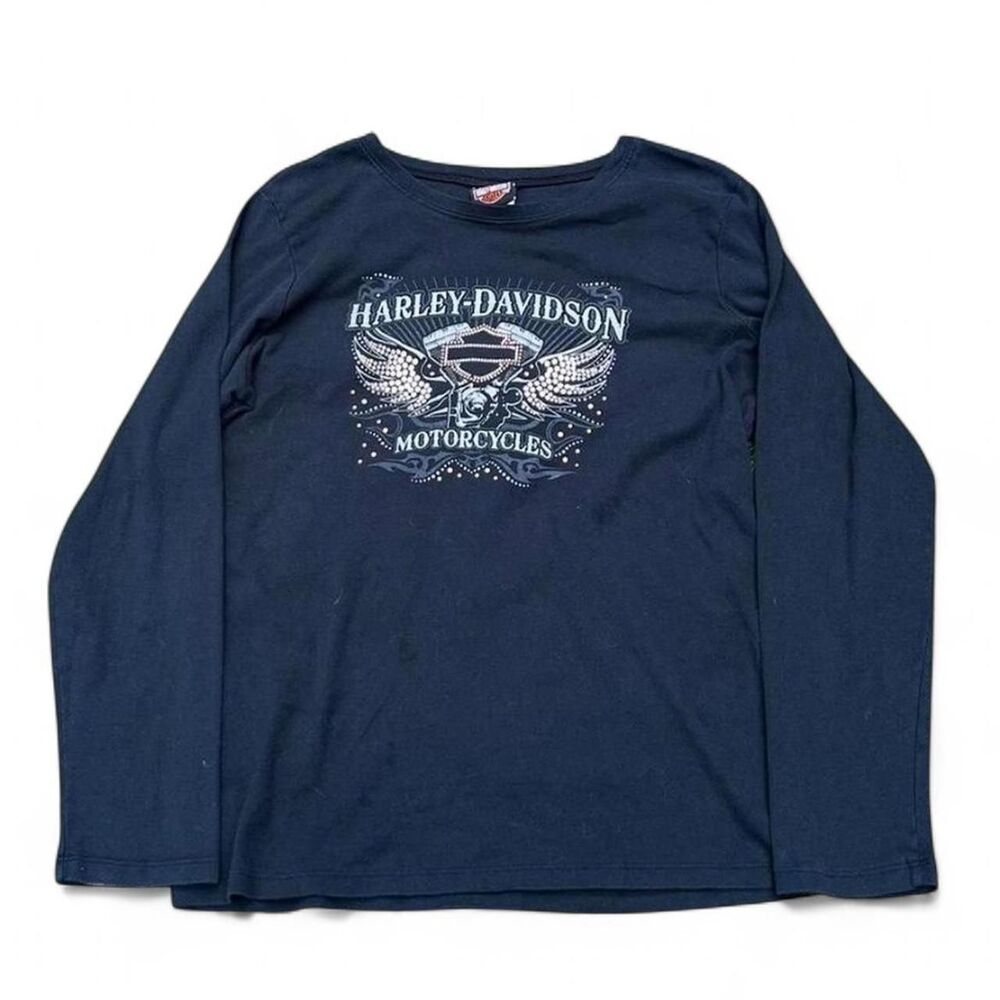 Harley-davidson Women's Black and Navy Shirt